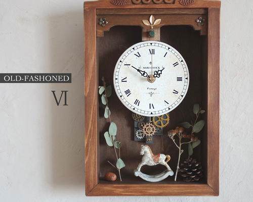 送料無料】OLD FASHIONED Ⅵ レトロな壁掛け時計 手作り品 #006