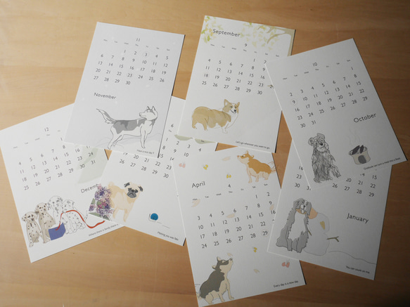 2023 calender Everyday is a gift.「毎日が贈り物」"Dog series" A4size 4枚目の画像