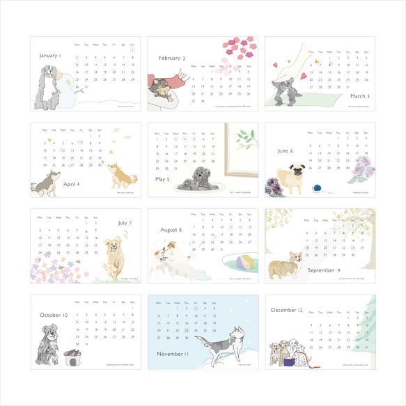 2023 calendar"Every day is a gift"「毎日が贈り物」"Dog series" 5枚目の画像