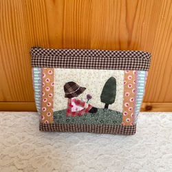 ゆゆ。パッチワークのフラットポーチ （ベージュ系） ゆゆ様専用