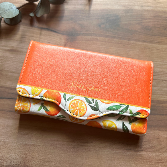 ブラッドオレンジのキーケース みかん オレンジ フルーツ キーケース 1枚目の画像