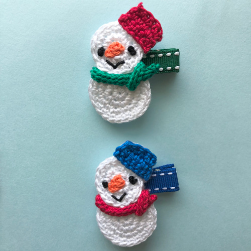 【雪だるま】ベビーヘアクリップ ヘアゴム 送料無料2つセット♩クリスマス雪だるまスノーマンのベビーヘア