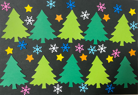 ①クラフトパンチ　クリスマスツリー　12月　イベント　アルバム　壁面飾り 1枚目の画像