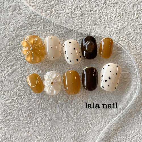 ネイルチップ ぷっくりフラワーネイル うずらネイル ネイルチップ