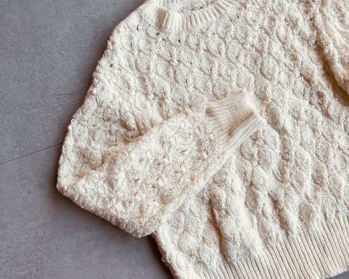 Y'sアシンメトリー透かし模様薄手ウールセーター Y'sアシンメトリー透かし模様薄手ウールセーター