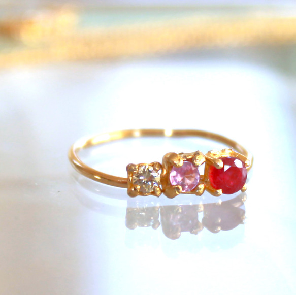 - beautifull winter -k10+k18 Ruby & Sapphire & Diamond Ring 2枚目の画像