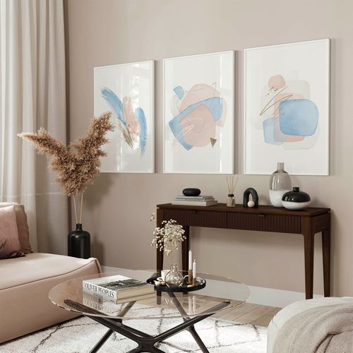 アートポスター 抽象 パステルカラー ブルー ピンク 北欧 ミニマル