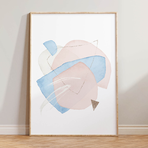 アートポスター 抽象 パステルカラー ブルー ピンク 北欧 ミニマル
