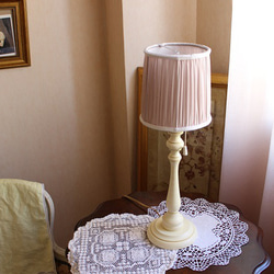 コットンリネンのキャッチ式テーブルランプ用ランプシェード  /  エセ  / グレーピンク 7枚目の画像