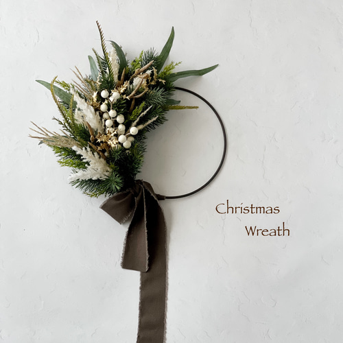 クリスマスリース（三日月型） リース Mocaru Flower 通販 14910735