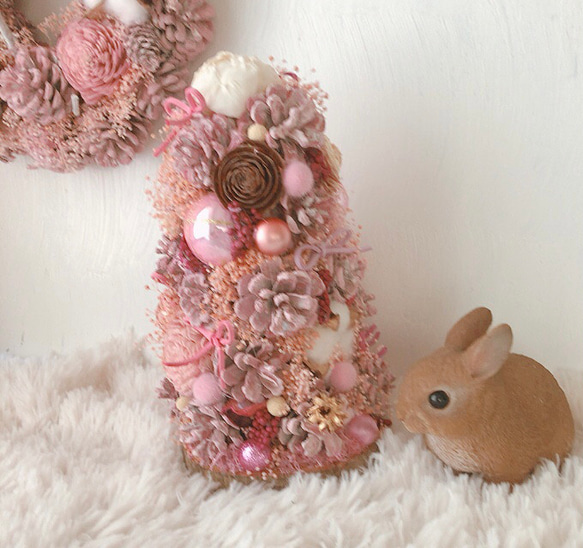 Creema限定/ピンクオブジェ/pinecone tree/光触媒加工/1点物 ドライ