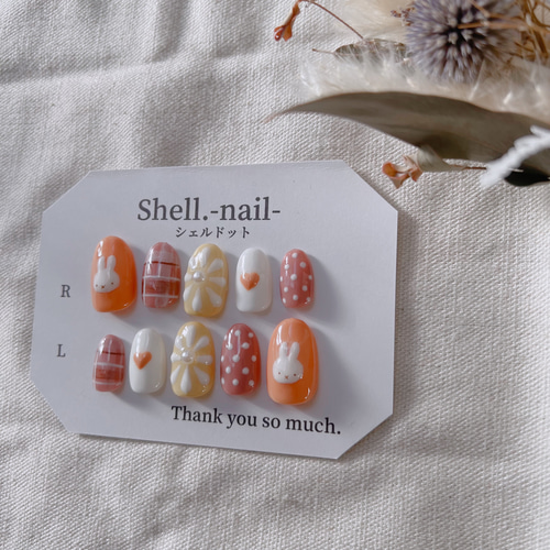 【サイズオーダー用】ぷっくりフラワーネイル　ネイルチップ　ニュアンスネイル ネイルチップ ニュアンス/ぷっくりフラワー ネイルチップ（つけ爪