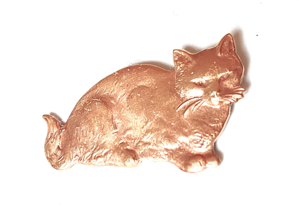 【ビンテージ　ヨーロッパ製　ネコ（猫）35x21mm　の　　ピンブローチ】1950年以前 6枚目の画像