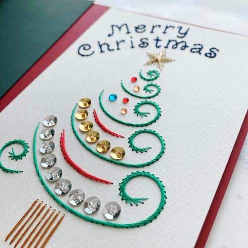 12/21まで掲載☆クリスマスカードの紙刺繍キット「うずまき