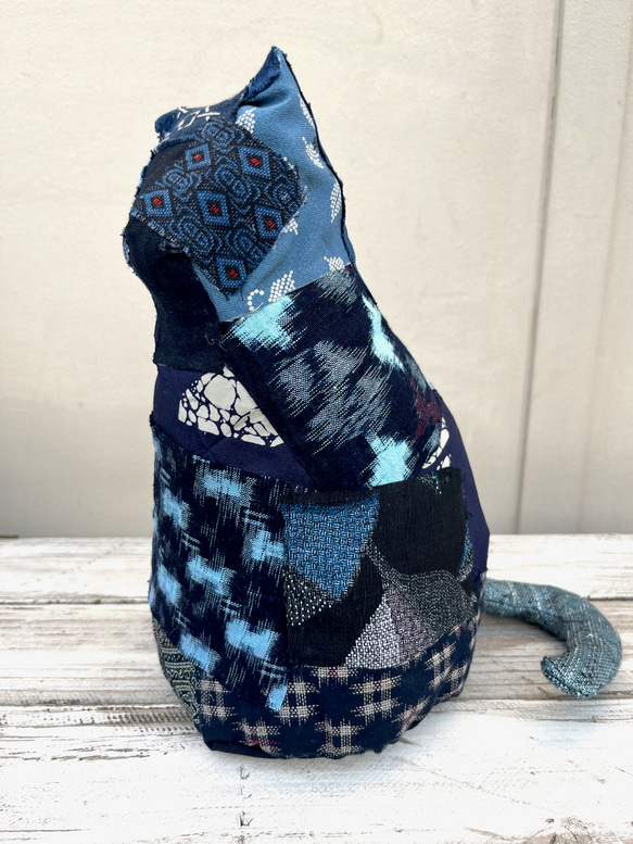 襤褸パッチワーク「猫のぬいぐるみ nnu-001」 ぬいぐるみ 襤褸パッチワーク「猫のぬいぐるみ nnu-001」 ぬいぐるみ
