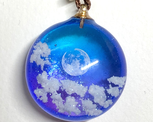 はくとん　　佐竹ガラスの星空ネックレス　レジンネックレス　ハンドメイド 9326c876da338523358f96f3a5fa14
