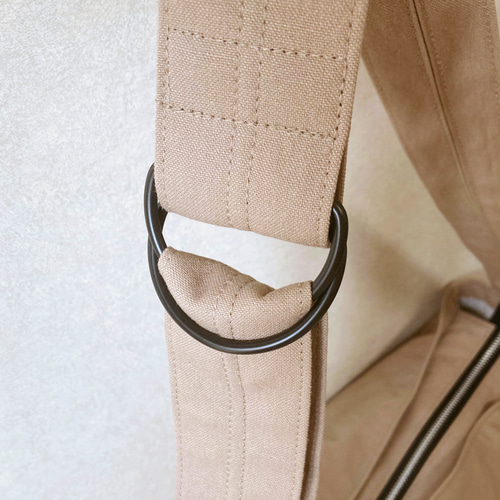 受注制作 Dカンベルトのワンショルダーバッグ ヴィンテージ帆布 モカ