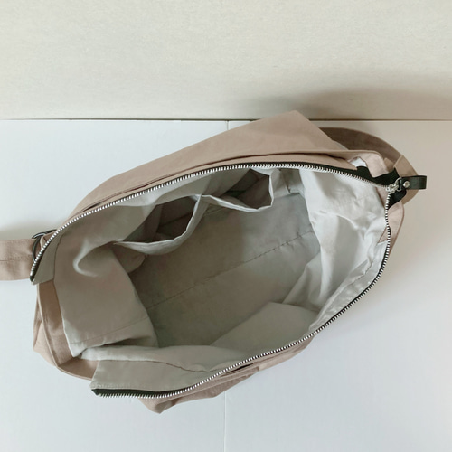 受注制作 Dカンベルトのワンショルダーバッグ ヴィンテージ帆布 モカ