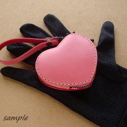 受注制作】コインケース*ハート パステルピンクレザー/ヌメ革