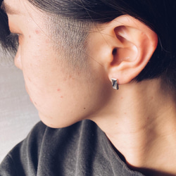 slash earring/pierce【silver925】シンプル　華奢　シルバー　シルバー925 2枚目の画像