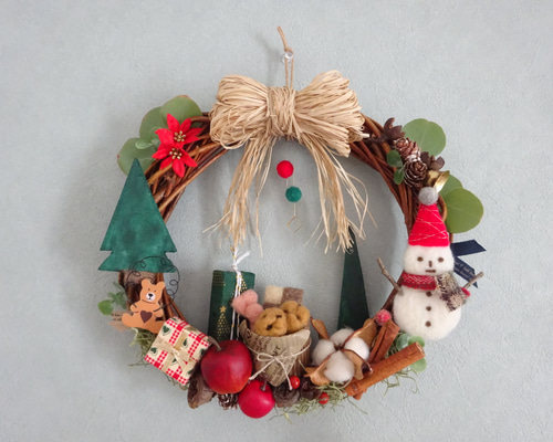 クリスマスリース*snowman 26㎝ リース mie 通販 14911558