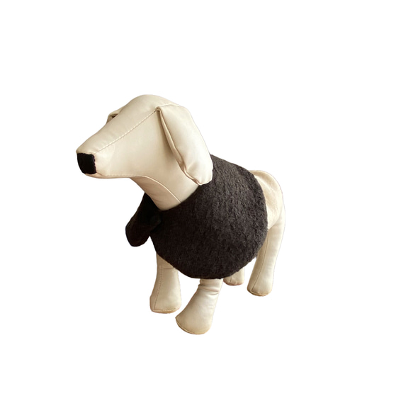 犬服 ウールボア生地のケープコート (カーキブラウン) 2枚目の画像