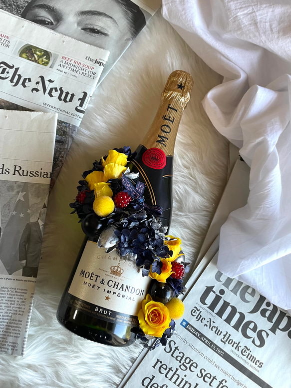 花のシャンパン フラワーシャンパン.プリザーブドフラワーモエ ワンランク上のお祝い 結婚祝 お祝い 開店祝 モエ 母の日 3枚目の画像