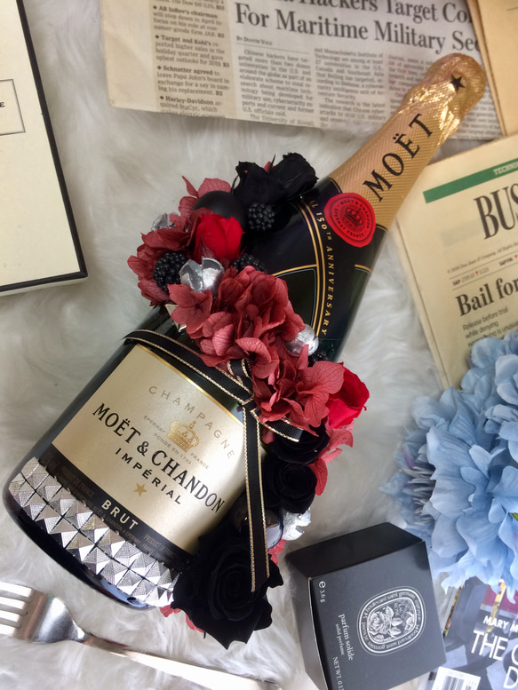 花のシャンパン フラワーシャンパン.プリザーブドフラワーモエ ワンランク上のお祝い 結婚祝 お祝い 開店祝 モエ 母の日 17枚目の画像