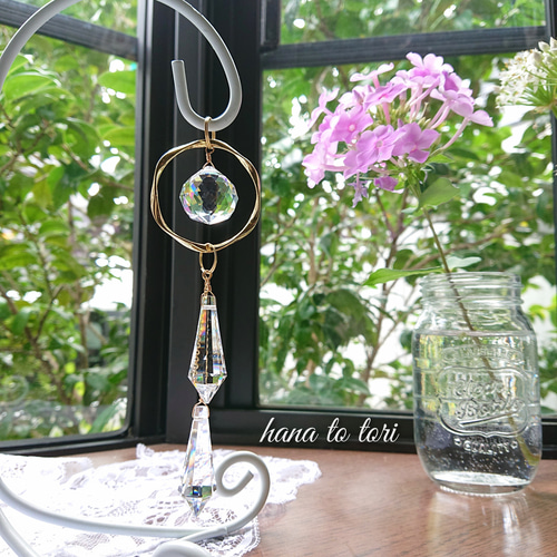 Ring~ツインペンデュラム＊*2wayサンキャッチャー サンキャッチャー 花 