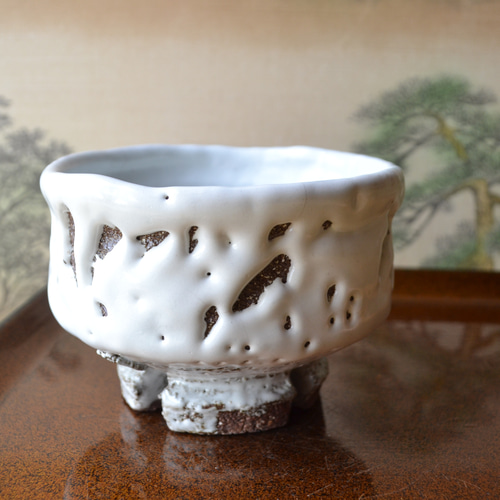 新着】鬼萩割高台ぐい呑み 酒器 桐箱付き ☆萩焼き 茶碗・めし碗