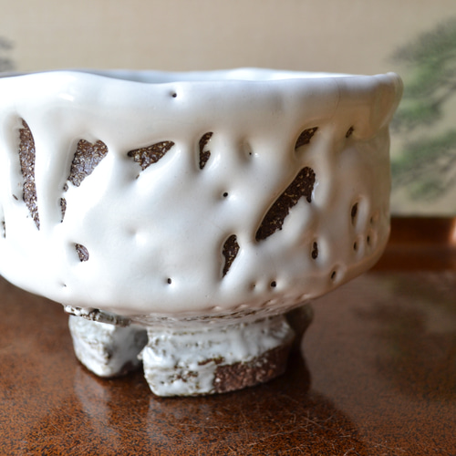 新着】鬼萩割高台ぐい呑み 酒器 桐箱付き ☆萩焼き 茶碗・めし碗 ねこ