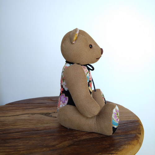 和柄のテディベア黒 小サイズ ぬいぐるみ kukuma 通販 14912367