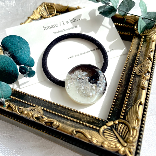 くすみカラー 大人 レジン ヘアゴム/ライトグレー×クリア