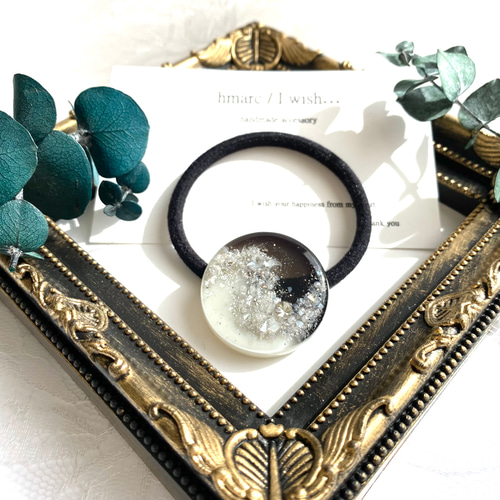 レジンヘアゴム スクエア　ブラック　ゴールド　モノトーン　バイカラー レジンヘアゴム スクエア ブラック ゴールド モノトーン バイ