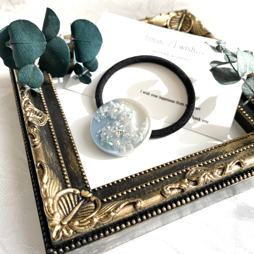 レジンヘアゴム クリップ ラベンダー バイカラー シンプル