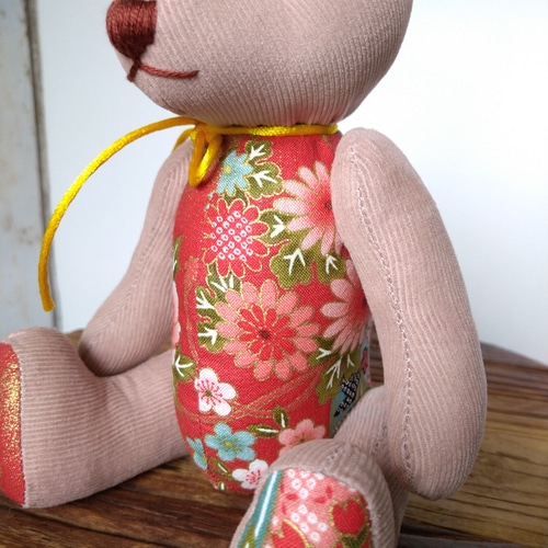 和柄のテディベア赤 大サイズ ぬいぐるみ kukuma 通販 14912553