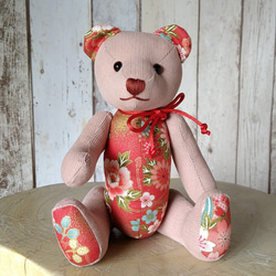 和柄　テディベア 残りわずか】友禅 ちりめん テディベア LLサイズ 特大30cm お