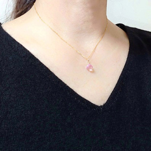 14kgf☆天然石ピンクトパーズ(オニオンカット） ネックレス ネックレス