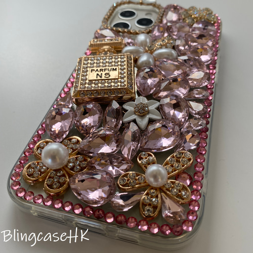 送料無料 ブリング ラインストーン 香水瓶 iPhone 16 全機種対応