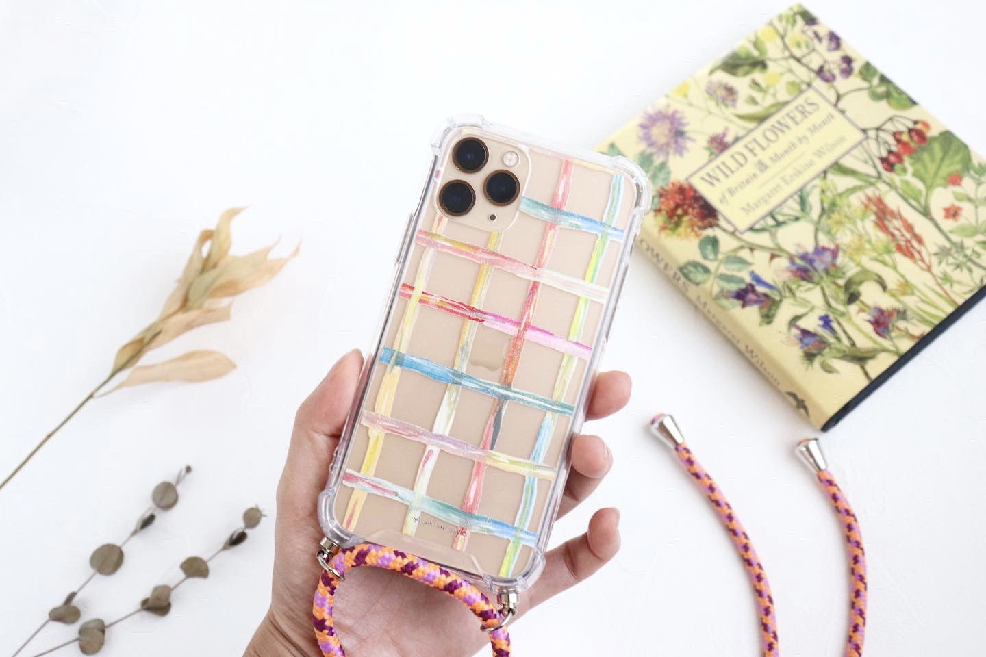 カラフルチェックのクリアショルダースマホケース iPhoneのみ