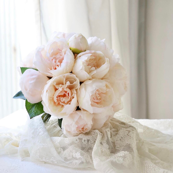 ウェディングブーケ　アーティフィシャルフラワー　芍薬　ピオニー　ラウンドブーケ アーティフィシャルフラワー ウェディングブーケ 芍薬 ピオニー