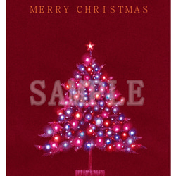 選べるポストカード３枚セット　NO.２６　Xmasツリーのイラストのクリスマスカード（ボルドー） 1枚目の画像