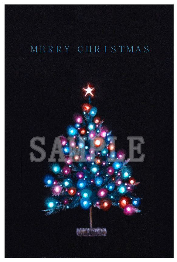 デミカツ サイン デミカ クリスマスポストカード 選べるポストカード3枚セット NO.27 Xmasツリーのイラストの