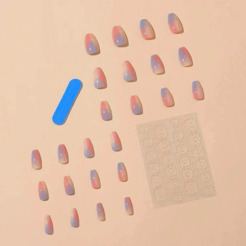 N275》既成ネイルチップ24枚セット ニュアンス 水色 ピンク マーブル
