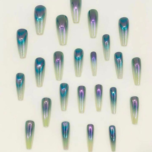 N311》既成ネイルチップ24枚セット 青 水色 グラデーション