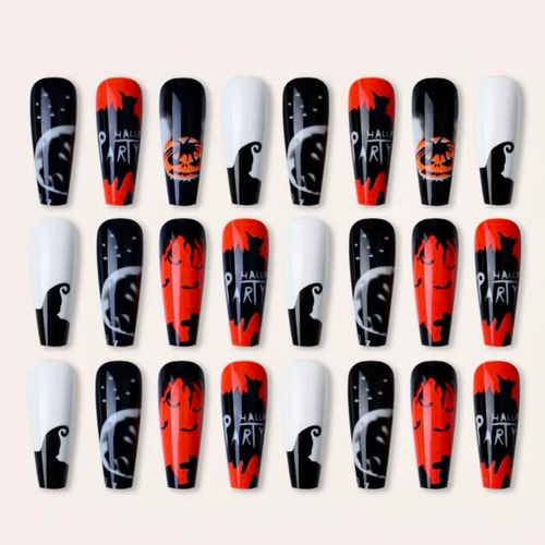 No.339 ネイルチップ　オレンジ　キラキラ　ちゅるん　星　秋　ハロウィン No.339 Halloween pumpkin🎃 パンプキンオレンジのハロウィンに