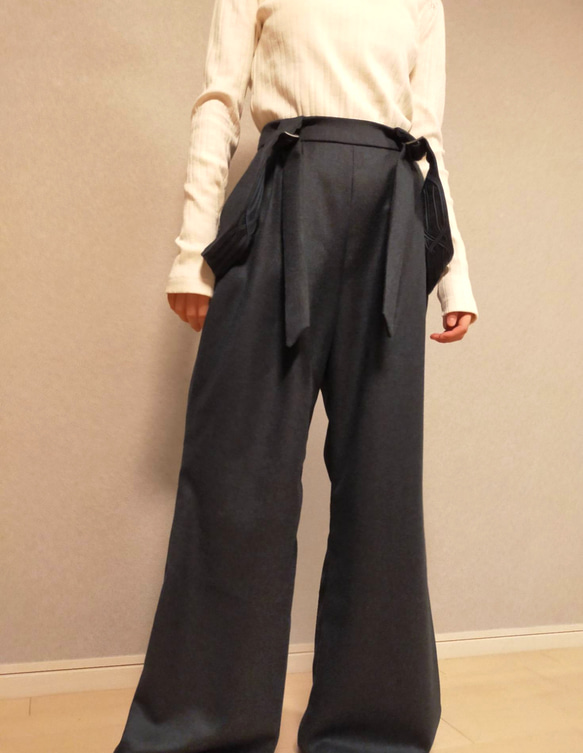 Codeembroidery Suspender Wide Flare Trousers 5枚目の画像