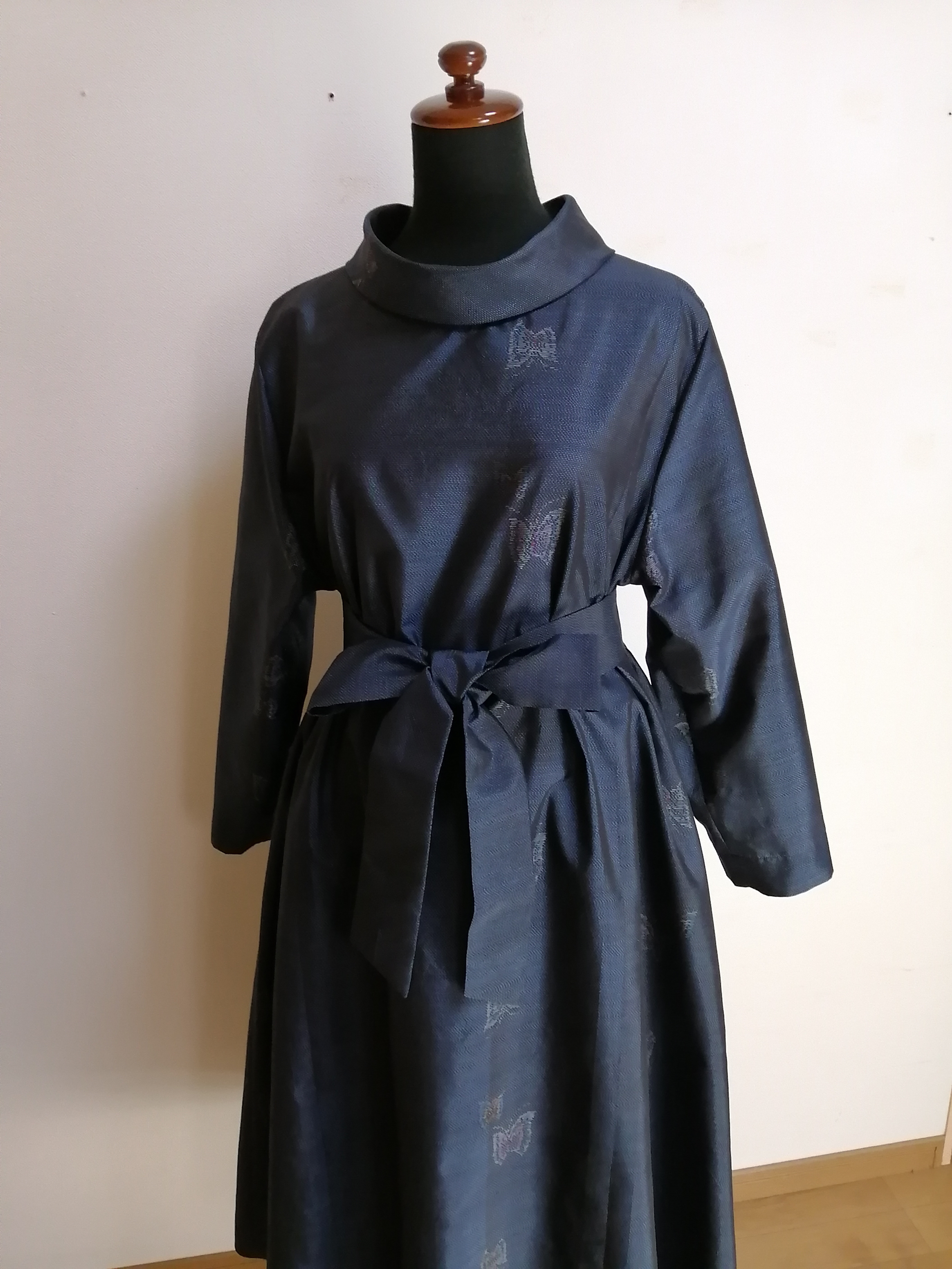 SOLD　着物リメイク　ワンピース　大島紬