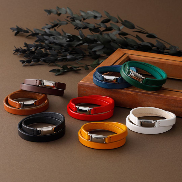 イタリアンレザー ブッテーロ 2連 レザー ブレスレット [マグネット式