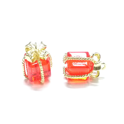 新品【2 件】玻璃新款紅色小珠寶盒金色吊飾 第2張的照片